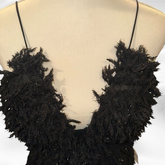 For Love and Lemons Kamara Shag Mini Dress‎ Black Size Medium - Picture 5 of 11